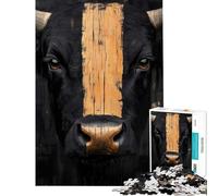 Puzzle de 1000 pièces pour Adolescents Portrait de Taureau Noir Jouet de décoration intérieure Défi Stimulant pour Noël ou Un Anniversaire (38x52cm)