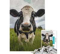 Puzzle de 1000 pièces pour Adolescents Portrait de Vache Holstein Activités Amusantes à la Maison Cadeau d'anniversaire Jeu Manuel adapté aux 14 Ans et Plus (38x26cm)