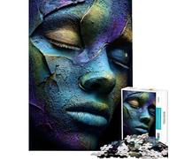 Puzzle de 1000 pièces pour Adolescents Portrait de Visage texturé aux Couleurs Vives Puzzle pour Adultes Anti-Stress Interaction Parent-Enfant Cadeau d'anniversaire (Taille 50x75cm)