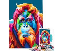 Puzzle de 1000 pièces pour Adolescents Portrait d'orang-outan coloré Jeu Amusant et addictif pour cultiver la Patience Cadeau pour Femmes et Hommes Amusant et Humoristique (Dimensions 38x26cm)