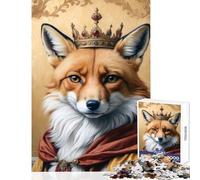 Puzzle de 1000 pièces pour Adolescents Portrait du Roi Renard Décoration intérieure Jouet Cadeau Amusant Jeu Pratique pour Partager Un Moment Complice Parent-Enfant Dimensions 50x75cm