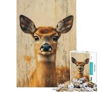 Puzzle de 1000 pièces pour Adolescents Portrait d'un cerf Casse-tête pour Adultes Jeu de réflexion découpe de précision Cadeau d'anniversaire Unique (Taille 50x75cm)