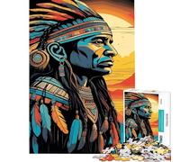 Puzzle de 1000 pièces pour Adolescents Portrait d'un Chef amérindien Jeu de Puzzle à Faire soi-même Défi Difficile et Amusant à réaliser à la Maison (Dimensions 38x52cm)