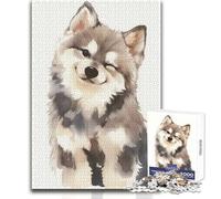 Puzzle de 1000 pièces pour Adolescents - Portrait d'un Chiot Aquarelle Faisant Un clin d'œil - Un Jeu Unique et Amusant, Une œuvre d'art à Offrir - Dimensions : 38x26cm