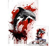 Puzzle de 1000 pièces pour Adolescents Portrait d'un Dauphin Décoration intérieure Jouet Idée Cadeau Jeu éducatif et Anti-Stress Dimensions 50x75cm