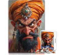Puzzle de 1000 pièces pour Adolescents - Portrait d'un Indien en colère - Jeu intellectuel pour Toute la Famille - Cadeau d'anniversaire - Dimensions : 50x75cm