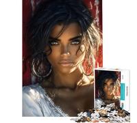Puzzle de 1000 pièces pour adolescents Portrait d'une belle femme avec des boucles d'oreilles créoles Idéal pour un anniversaire ou Noël Décoration parfaite Jeu impossible à partir de 14 ans (50x75cm)