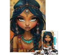 Puzzle de 1000 pièces pour Adolescents Portrait d'une Jeune Fille Indienne avec des Bijoux Puzzle pour Adultes Jeu de réflexion d'analyse et de logique Cadeau Anti-Stress (Dimensions 50x75cm)