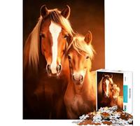 Puzzle de 1000 pièces pour Adolescents Portrait d'une mère et de Son Poulain Défi intellectuel Jouet addictif Jeu éducatif Améliore la mémoire Cadeau d'anniversaire (Dimensions 38x26cm)