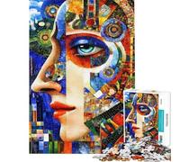 Puzzle de 1000 pièces pour Adolescents Portrait en mosaïque avec éléments de Paysage Urbain Puzzle de précision pour Adolescents Défi éducatif Cadeau d'anniversaire (Dimensions : 38x26cm)