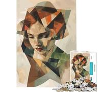 Puzzle de 1000 pièces pour Adolescents Portrait géométrique Style Jacques Villon Jeu Familial Stimulant l'intelligence et Le Cerveau Jouet addictif œuvre d'art Cadeau activités familiales (50x75cm)