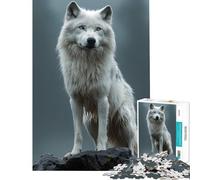 Puzzle de 1000 pièces pour Adolescents Portrait majestueux d'un Loup Blanc défi éducatif Jeu d'analyse et de logique décoration Murale pour Les 14 Ans et Plus (38x52cm)
