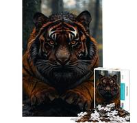 Puzzle de 1000 pièces pour Adolescents Portrait majestueux d'un Tigre sous la Pluie Activités ludiques et éducatives à la Maison Convient aux 14 Ans et Plus (50x75cm)