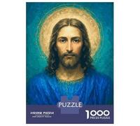 Puzzle De 1000 Pièces pour Adolescents Portrait of Jesus Christ with Halo Puzzles pour Adultes Découpe De Précision Stimule Le Cerveau Jeu Amusant Et Stimulant pour Toute La Famille 52x38cm/1000pcs