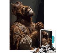 Puzzle de 1000 pièces pour Adolescents Portrait Royal du Roi Lion Jeu Stimulant et éducatif Une œuvre d'art (Dimensions 38x52cm)