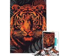 Puzzle de 1000 pièces pour Adolescents Portrait vectoriel d'un Tigre féroce sur Fond de Jungle Puzzle pour Adultes Jeu de détente Cadeau pour améliorer la mémoire à Offrir aux Amis et à la Famille