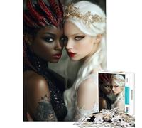 Puzzle de 1000 pièces pour Adolescents Portraits d'anges et de démons Activités Amusantes à la Maison Jeu éducatif Difficile et Stimulant pour Les 14 Ans et Plus 38x52cm