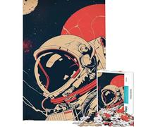 Puzzle de 1000 pièces pour Adolescents Poster d'astronaute rétro Difficile et Stimulant Une œuvre d'art Jeux Amusants Convient aux Personnes de 14 Ans et Plus 38x52cm