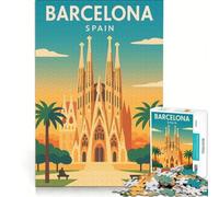 Puzzle de 1000 pièces pour Adolescents, Poster de Barcelone, Jeu à Faire soi-même, Interaction Parent-Enfant, Cadeau Unique pour Anniversaire et Noël 38x26cm