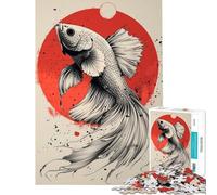 Puzzle de 1000 pièces pour Adolescents Poster de Poisson Betta Japonais défi à compléter Art Mural Jeu éducatif pour Les 14 Ans et Plus (38x52cm)