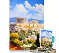 Puzzle de 1000 pièces pour Adolescents,Poster de Voyage à Athènes,Grèce,découpe Lisse,Jeu de logique,Moment de détente,Cadeau d'anniversaire ou Loisir (50x75cm)