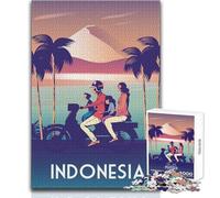 Puzzle de 1000 pièces pour Adolescents - Poster de Voyage en Indonésie - Jeu de société Unique et Amusant - Cadeau d'anniversaire Original - Dimensions 38x52cm