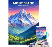 Puzzle de 1000 pièces pour Adolescents Poster de Voyage Mont Blanc défi à relever Jouet de décoration pour la Maison à partir de 14 Ans (38x52cm)