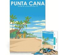 Puzzle de 1000 pièces pour Adolescents Poster de Voyage sur la Plage de Punta Cana Découpe Parfaite Jeu de logique Amusant Jeu paisible Idéal pour Un Anniversaire (38x52cm)