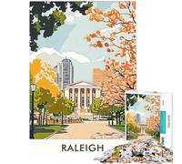 Puzzle de 1000 pièces pour Adolescents Poster du Paysage Urbain de Raleigh Jeu de réflexion pour Adultes découpe de précision Difficile et Stimulant (Taille 38x52cm)