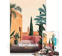 Puzzle de 1000 pièces pour Adolescents,Poster Paysage Urbain de Marrakech,Bords Nets,Jeu de Concentration,Cadeau,Jeu inactif,décoration Murale de Noël (38x52cm)