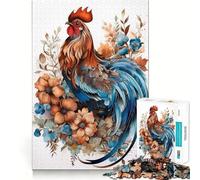 Puzzle de 1000 pièces pour Adolescents Poule et Fleurs Jeu d'art sans Couture Concentration mentale Temps de détente Cadeau de Noël Loisirs (50x75cm)