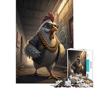 Puzzle de 1000 pièces pour Adolescents Poulet Cool dans Une Ruelle Jeu éducatif pour améliorer la mémoire Cadeau d'anniversaire (38x52cm)