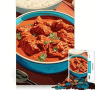 Puzzle de 1000 pièces pour Adolescents Poulet Tikka Masala avec Riz Jeu d'ajustement précis Activité cérébrale Intelligente Temps de détente Activité d'anniversaire (38x52cm)