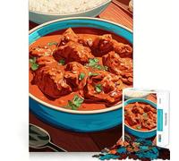 Puzzle de 1000 pièces pour Adolescents Poulet Tikka Masala avec Riz Jeu d'ajustement précis Activité cérébrale Intelligente Temps de détente Activité d'anniversaire (38x26cm)