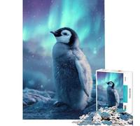 Puzzle de 1000 pièces pour Adolescents Poussin de Pingouin sous Une Aurore boréale Jeu éducatif défi Cadeau d'anniversaire décoration Murale (Dimensions 38x26cm)