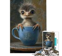 Puzzle de 1000 pièces pour Adolescents Poussin d'émeu dans Une Tasse à thé Activités Amusantes à la Maison Jeu éducatif Difficile et Stimulant pour Les 14 Ans et Plus 38x26cm