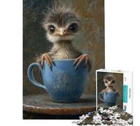 Puzzle de 1000 pièces pour Adolescents Poussin d'émeu dans Une Tasse à thé Difficile et Stimulant mais Amusant et Humoristique Décoration Murale Convient aux 14 Ans et Plus 50x75cm