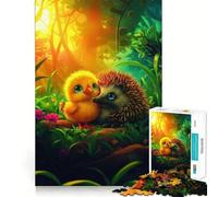 Puzzle de 1000 pièces pour Adolescents Poussins et hérissons Amis,graphismes épurés,Jeu de logique,Loisirs,Cadeau d'anniversaire (50x75cm)