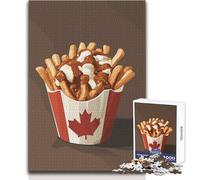 Puzzle de 1000 pièces pour Adolescents:Poutine avec Drapeau Canadien Jeu éducatif, Amusant et Original, Cadeau d'anniversaire Dimensions:38x26cm.