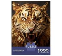 Puzzle De 1000 Pièces pour Adolescents Powerful Gold Tiger Puzzles pour Adultes - Jeux De Détente, D'analyse Et De Logique - Cadeaux De Noël Et d'anniversaire 70x50cm/1000pcs