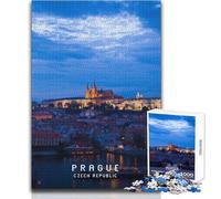 Puzzle de 1000 pièces pour Adolescents - Prague - Jeu de défi Unique - Anti-Stress - Cadeau de Père Noël Secret - Dimensions 38x52cm