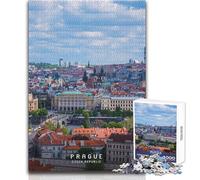 Puzzle de 1000 pièces pour Adolescents - Prague - Jeu de défi Unique - Anti-Stress - Cadeau de Père Noël Secret - Dimensions 38x52cm