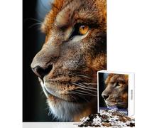 Puzzle de 1000 pièces pour Adolescents Profil de Lion en Gros Plan Décoration Murale Cadeau d'anniversaire Jeu Relaxant Renforce l'amour au Sein du Couple Dimensions 50x75cm