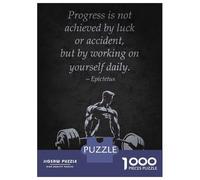 Puzzle De 1000 Pièces Pour Adolescents Progress Daily - Motivational Gym, Workout Fitness Puzzle Pour Adultes Jeu Familial Décoration Intérieure Cadeaux Uniques D'anniversaire Et De Noël 52x38cm/1000p