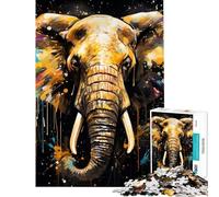 Puzzle de 1000 pièces pour Adolescents Puzzle à Peindre d'un éléphant doré pour Adultes Jeu de Bricolage Passe-Temps Stimulant Cadeau (Taille 38x52cm)