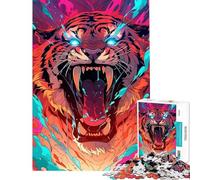 Puzzle de 1000 pièces pour Adolescents Puzzle Adulte « Tigre en colère » Jouet à Monter soi-même pour Passer Le Temps à la Maison à Offrir à Ses Amis et à sa Famille (Taille 50x75cm)