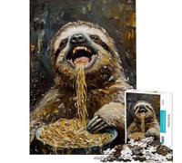 Puzzle de 1000 pièces pour Adolescents Puzzle Amusant de Paresseux Mangeant des Spaghettis Jeu de réflexion Difficile pour Adultes pour Les Amis et la Famille (Taille 38x26cm)