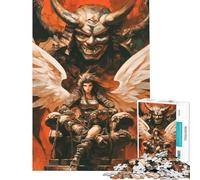Puzzle de 1000 pièces pour Adolescents Puzzle Ange démon samouraï pour Adultes Jeu de Construction à Faire soi-même Passe-Temps Stimulant Cadeau (Taille 38x52cm)