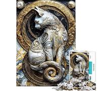 Puzzle de 1000 pièces pour Adolescents Puzzle Artistique Chat Kintsugi Royal pour Adolescents Améliore la mémoire Aide à Faire Travailler Le Cerveau Jeu éducatif Familial (Dimensions : 38x26cm)