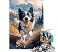 Puzzle de 1000 pièces pour Adolescents Puzzle Border Collie Mountain Run pour Adultes Jeu Familial pour améliorer la mémoire activités Amusantes à la Maison (Taille 38x52cm)